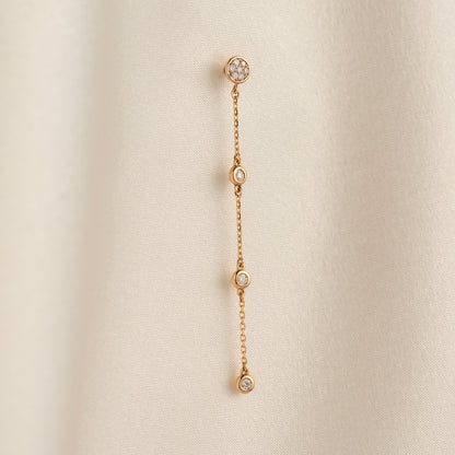 14k Solid Gold Diamond Cluster Dangle Earrings, Natural Diamond Chain Earring Jewelry